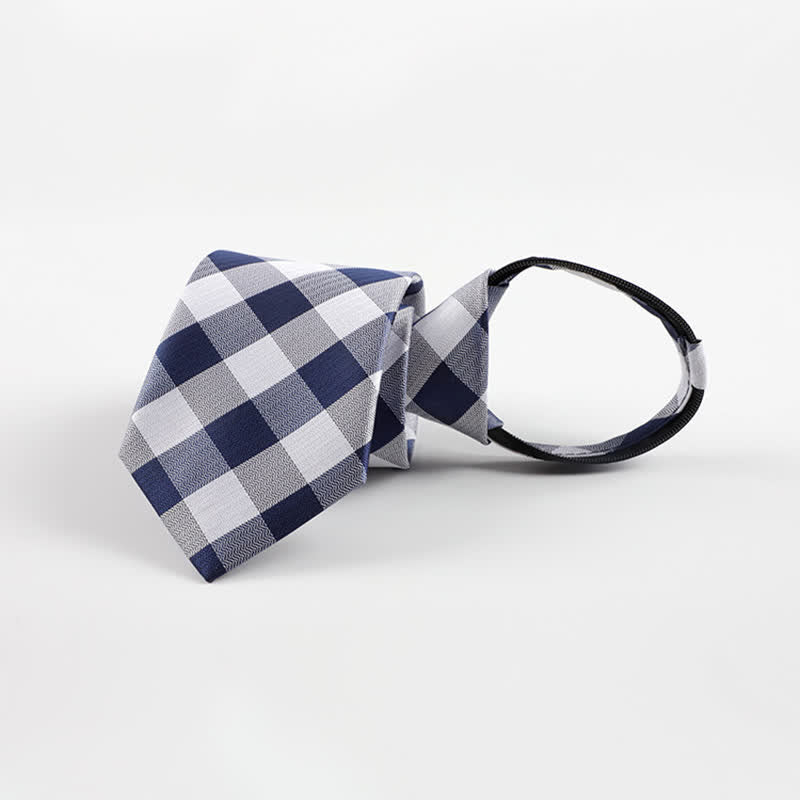 Men's Blend Color Zipper Tie Plaid Necktie