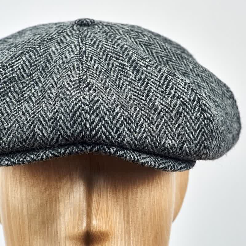 Bakerboy Herringbone Tweed Octagonal Beret Cap