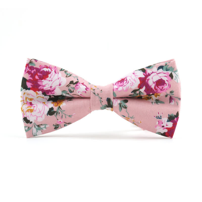Men's Dyeing Rose Leaves Floral Bow Tie - Pink - image 6