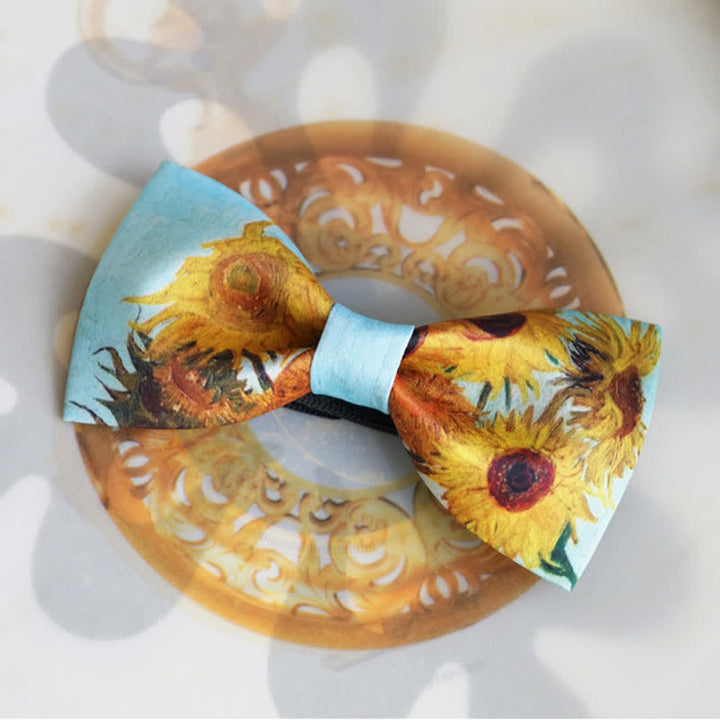 Men's Painting Sunflowers Vase Bow Tie