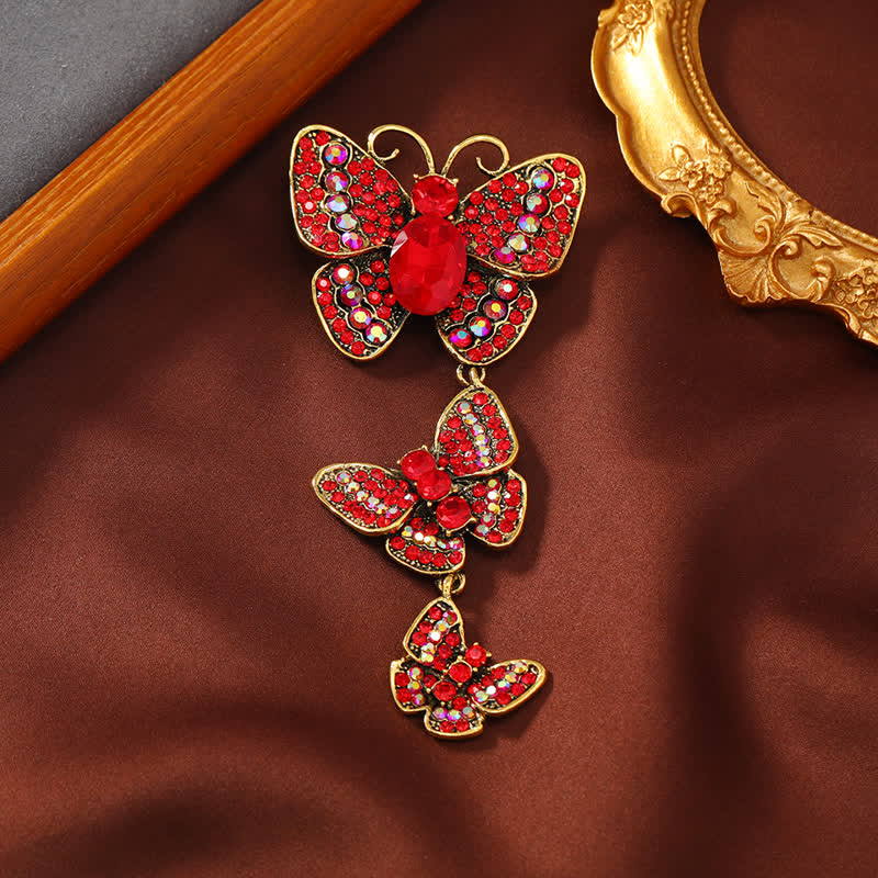 Women's Playful Triple Butterflies Brooch