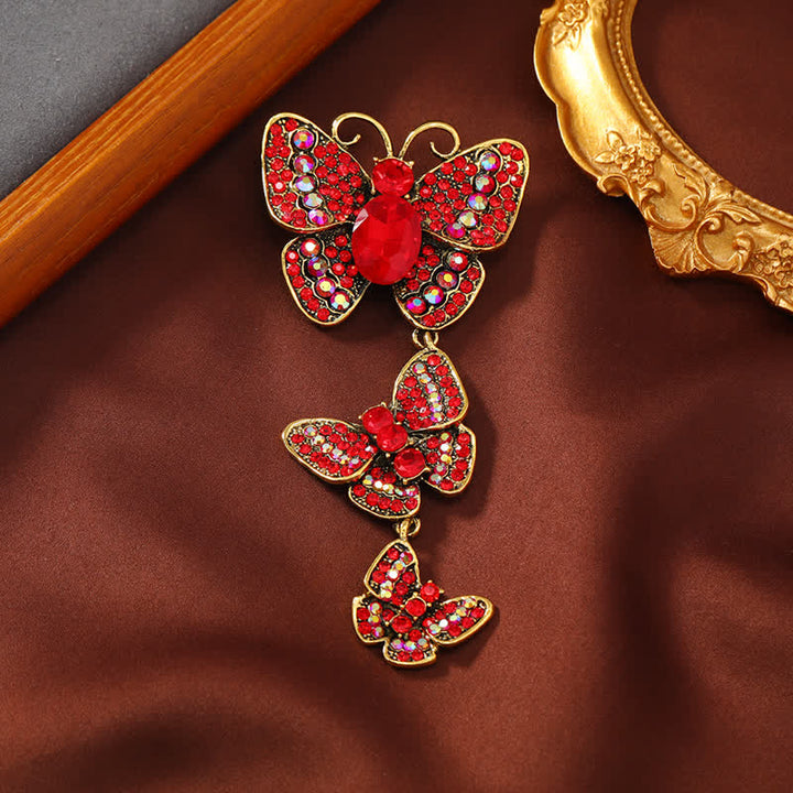 Women's Playful Triple Butterflies Brooch