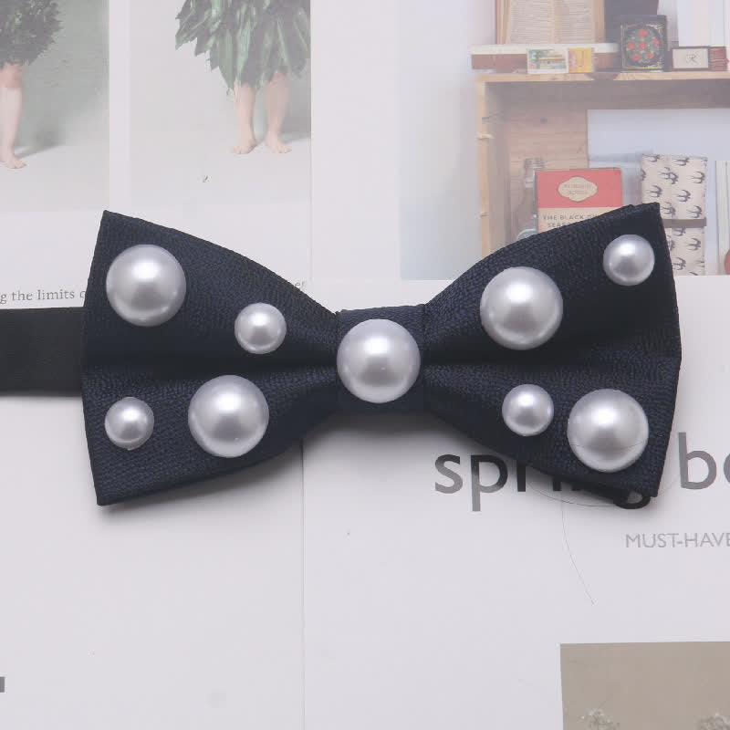 Artificial Pearls Dancing Party Bow Tie - Navy - image 5