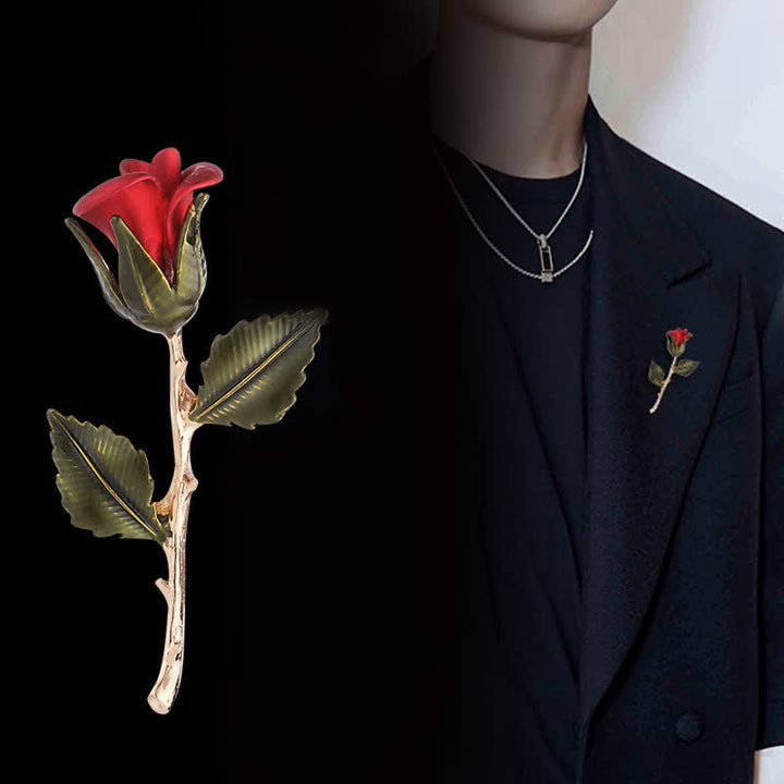 Men's Romantic Gold Rose Brooch