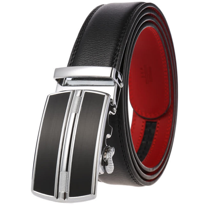 Men's Simple Hollow Automatic Buckle Leather Belt - Black #6 - 46 - image 18