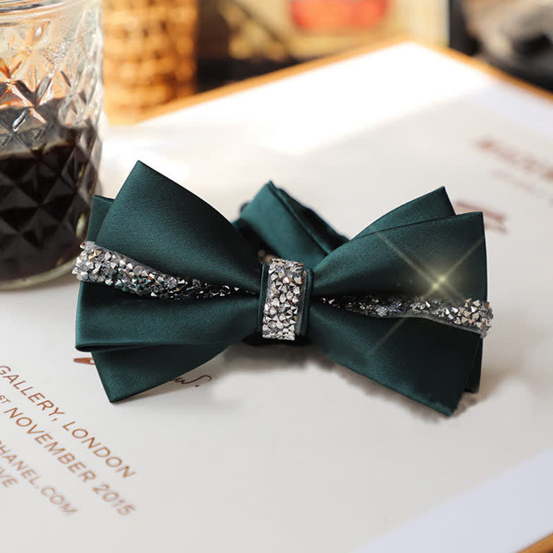 Men's Shining Rhinestone Satin Bow Tie