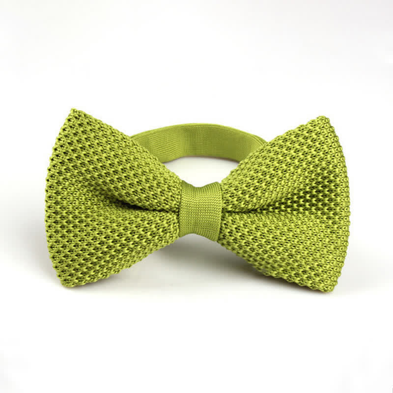 Men's Solid Color Double Layer Knitted Bow Tie