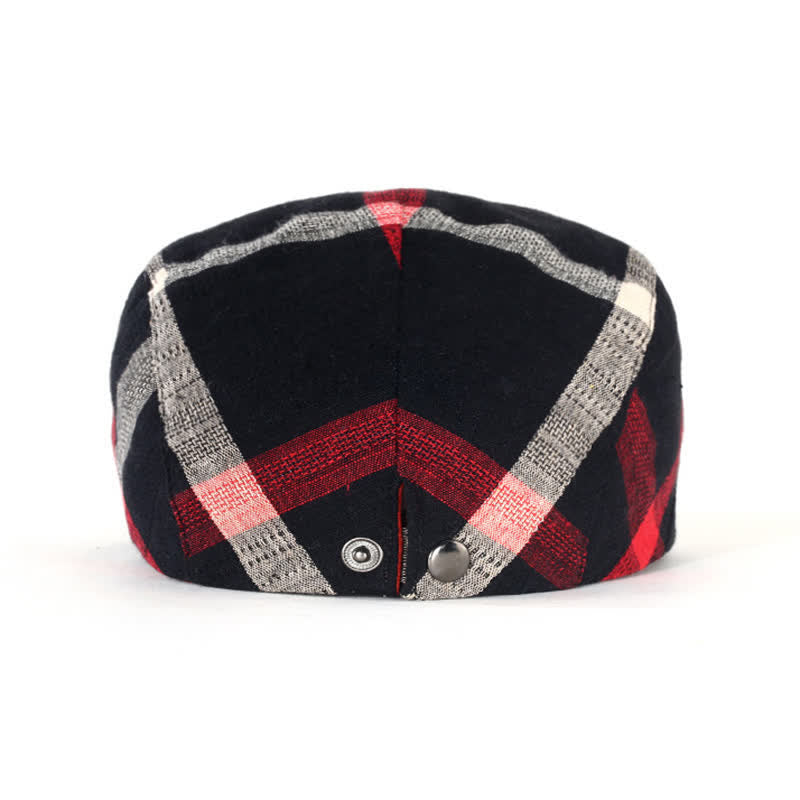 Striped Plaid Thin Adjustable Beret Cap - image 3