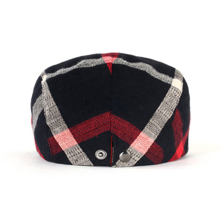 Striped Plaid Thin Adjustable Beret Cap - image 3