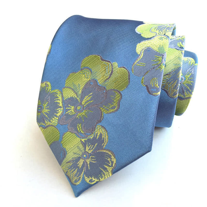 Men's Graceful Captivating Floral Necktie - SkyBlue - image 0