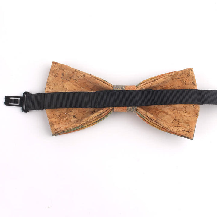 Men's Wood Grain Geometric Print Multi-Color Bow Tie