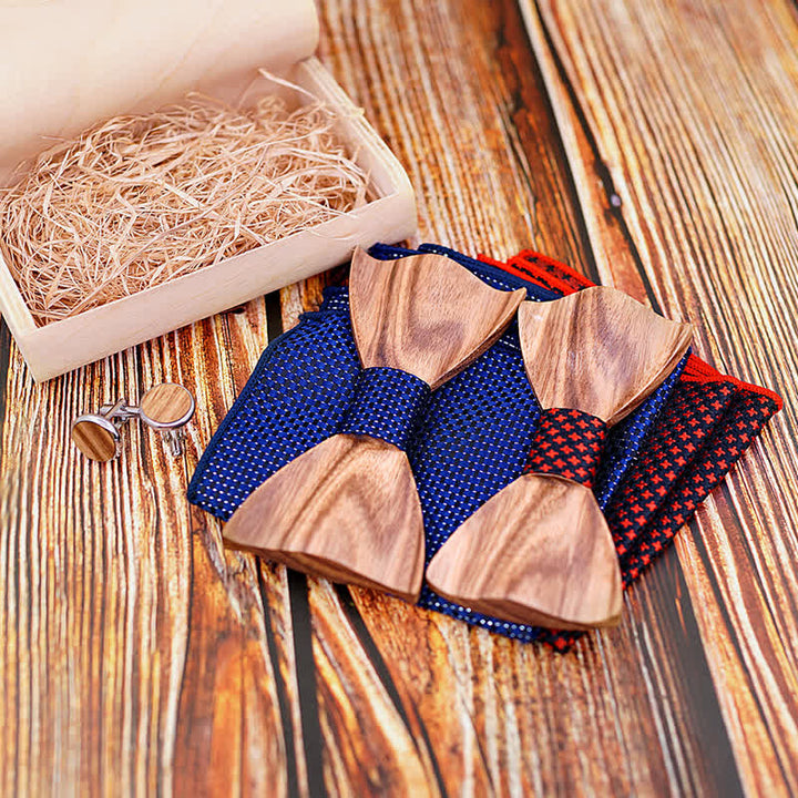 3Pcs Men's Classic Simple Wooden Bow Tie Set