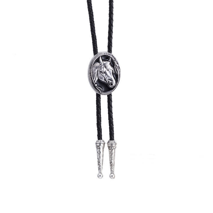 Western Ethnic Embossed Horse Head Bolo Tie