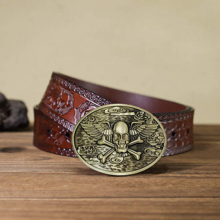 Men's DIY Skull Angel Creative Beer Holder Buckle Leather Belt