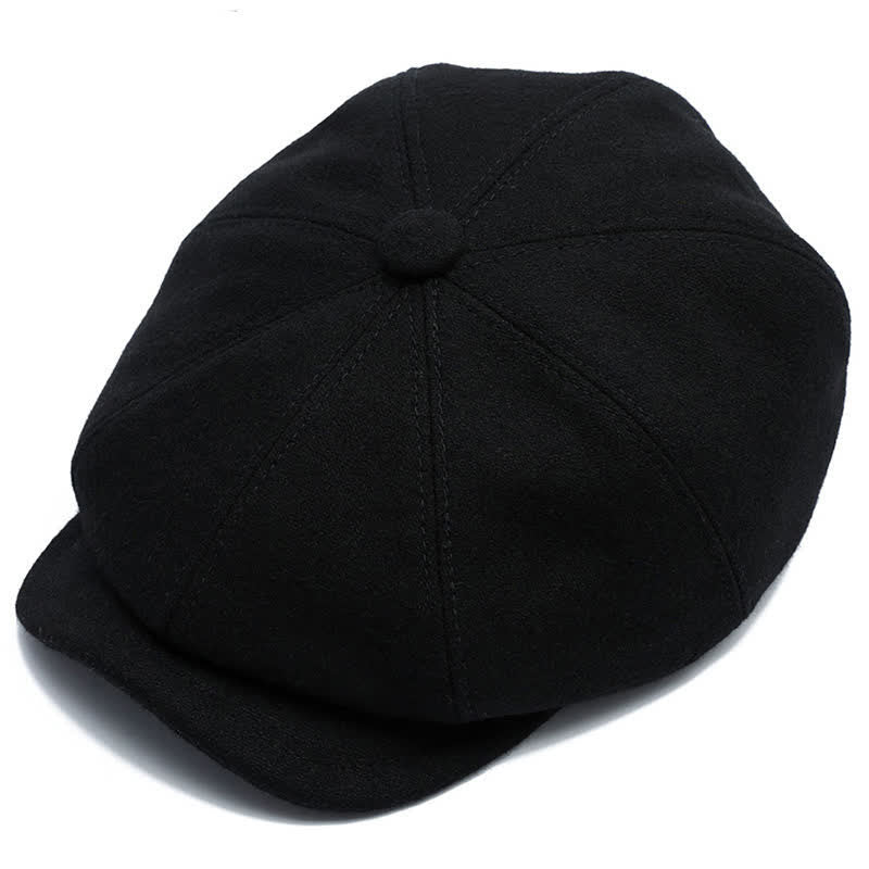  Classic Newsboy Flat Cap with Earflap Beret - Black - Adjustable (about 22"-23 5/8") - image 9