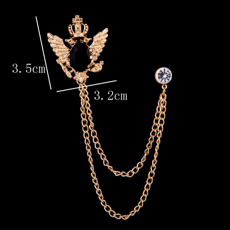 Men's Eagle King Crown Chain Brooch