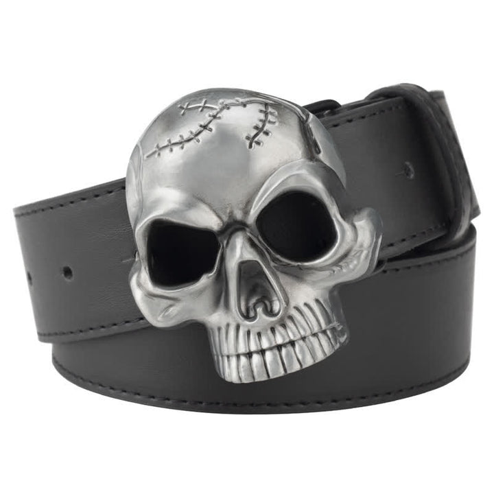 Men's Gothic Skull Face Head Leather Belt