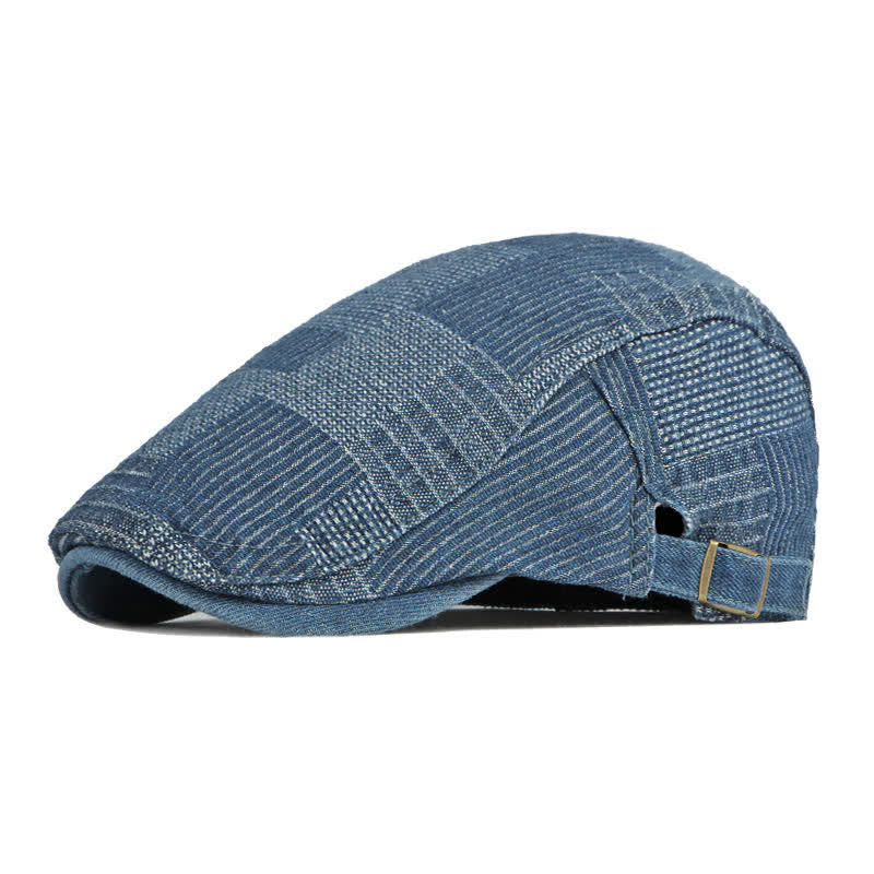 Personality Painter Washed Denim Beret Flat Cap