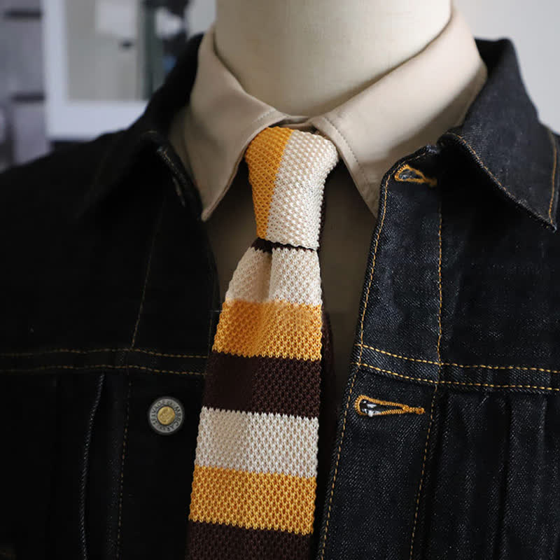 Men's Autumn Horizonal Striped Knitted Necktie