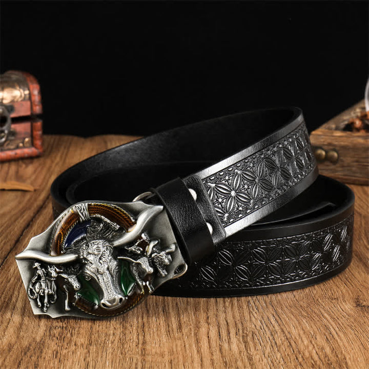 Men's Domineering Bull Head Leather Belt