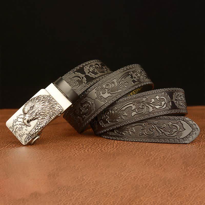 Men's Eagle Head Carved Leather Belt