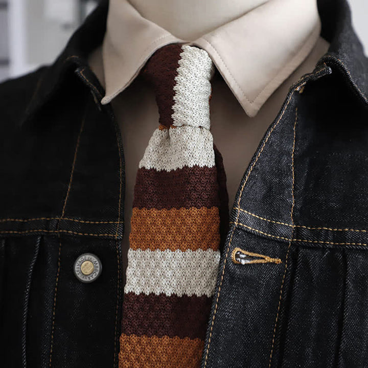 Men's Autumn Horizonal Striped Knitted Necktie