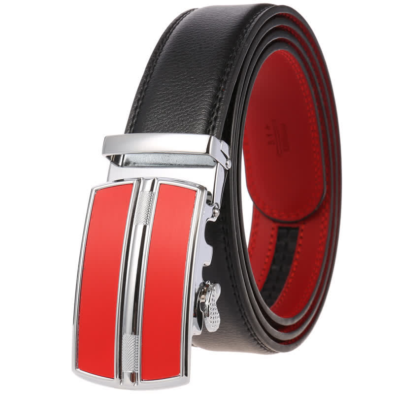 Men's Simple Hollow Automatic Buckle Leather Belt - Black #5 - 46 - image 17