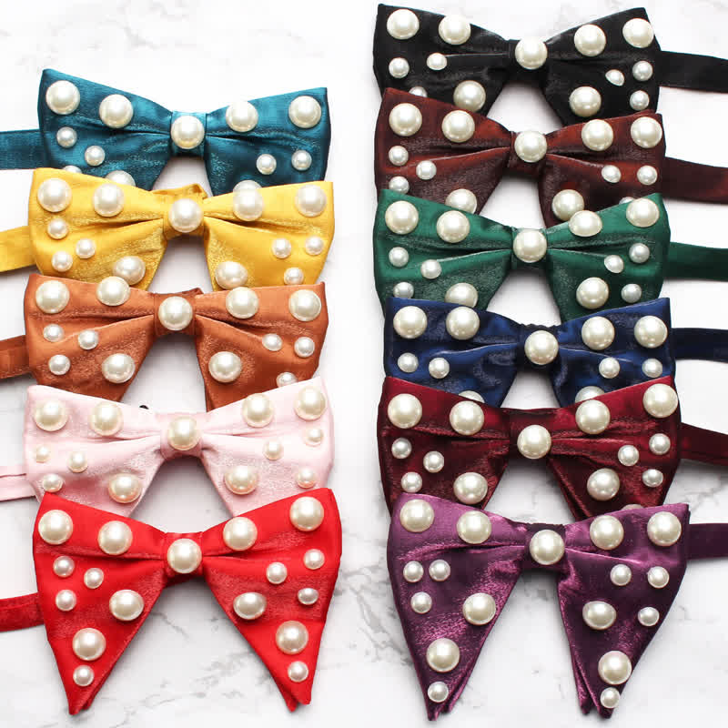 Pearls Bright Oversized Pointed Bow Tie - image 0