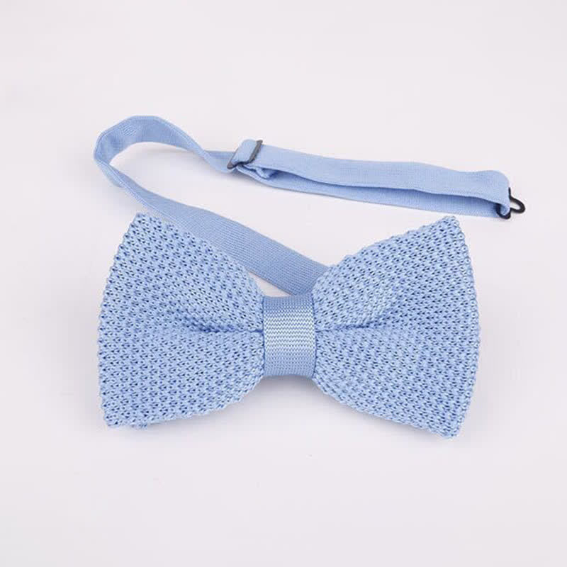 Men's Solid Color Double Layer Knitted Bow Tie