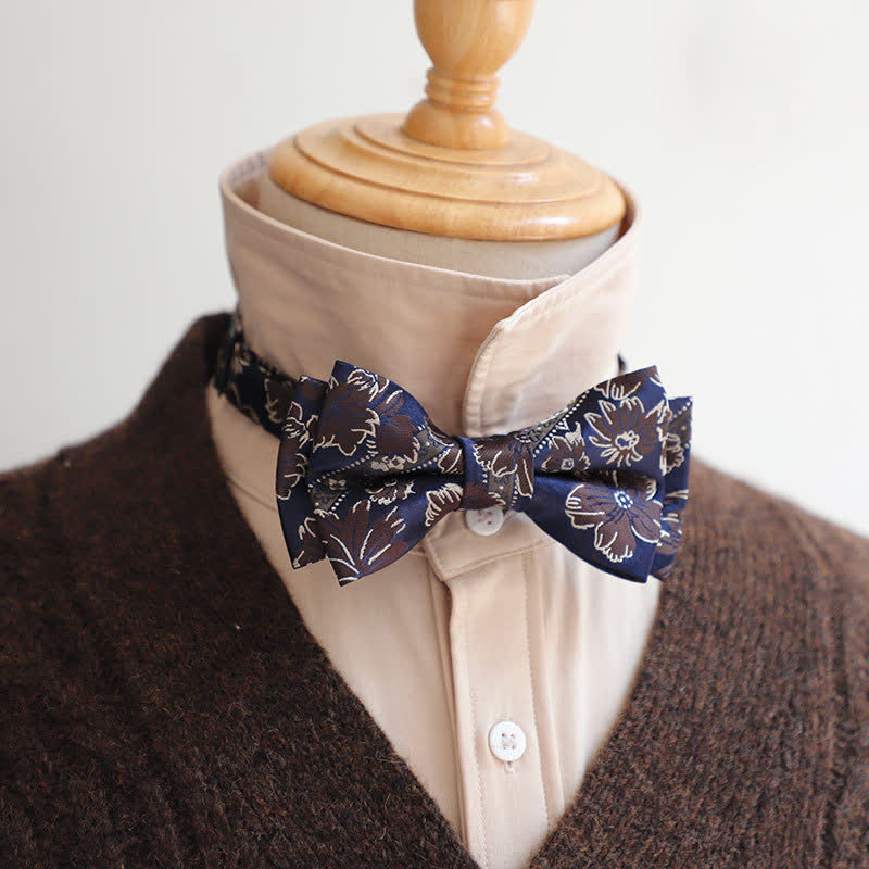 Men's Retro Floral Leaves Bow Tie