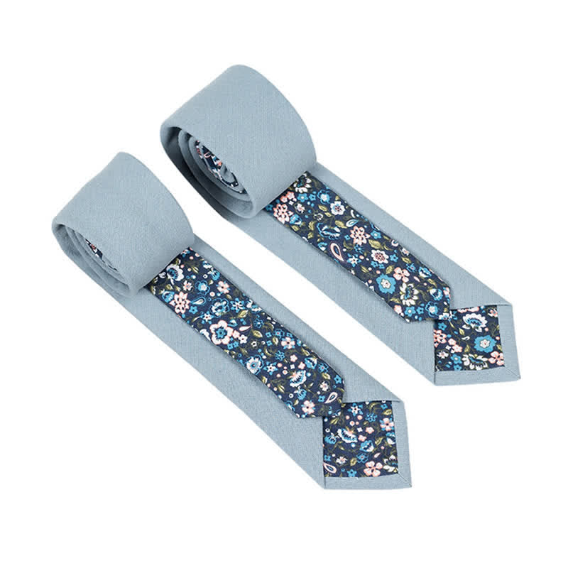 Men's Novel Plaid Floral Patchwork Necktie - LightBlue - image 17