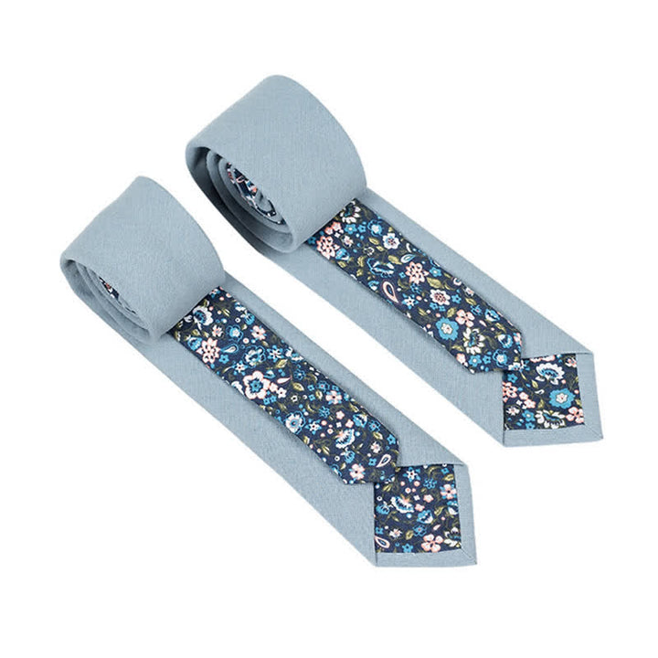 Men's Novel Plaid Floral Patchwork Necktie - LightBlue - image 17