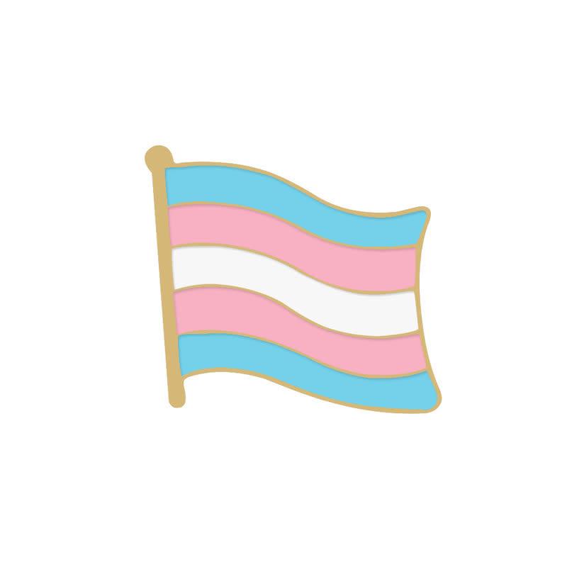 6Pcs Pride Day Pink & Blue Rainbow Flag Brooch