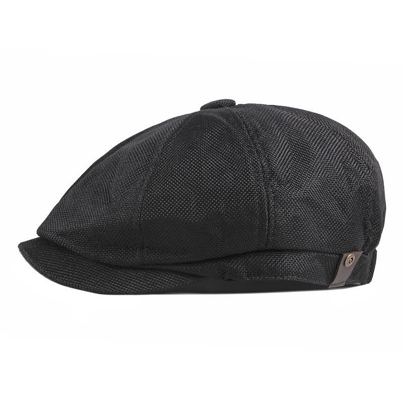 Octagonal Thin Breathable Elastic Band Beret Cap - Black - Adjustable (about 22"-24") - image 4