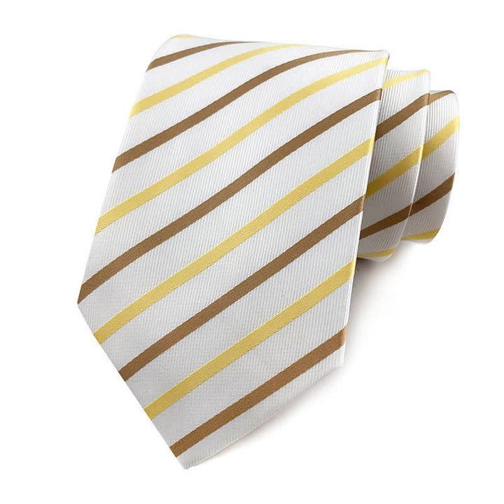 Men's Traditional Repp Striped Office Necktie - Gold & White - image 21