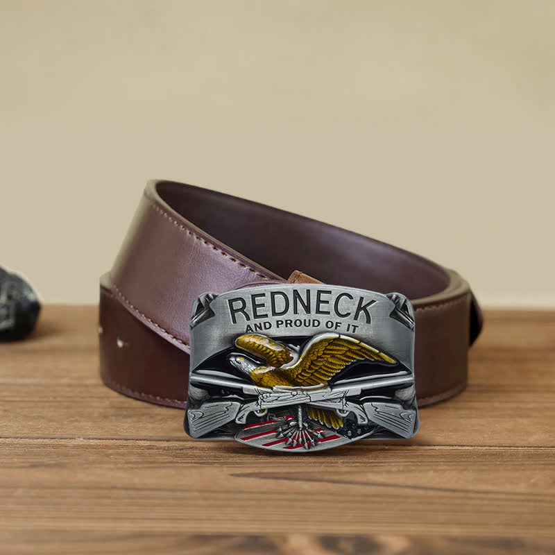 Men's DIY Redneck Enameled Eagle Buckle Leather Belt