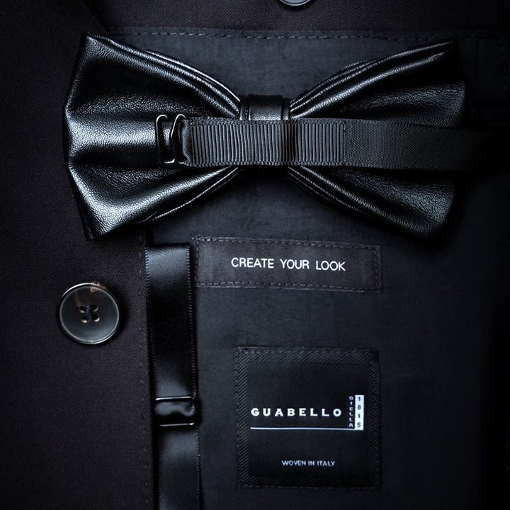 Cascading Navy Feather Bow Tie with Lapel Pin - image 4