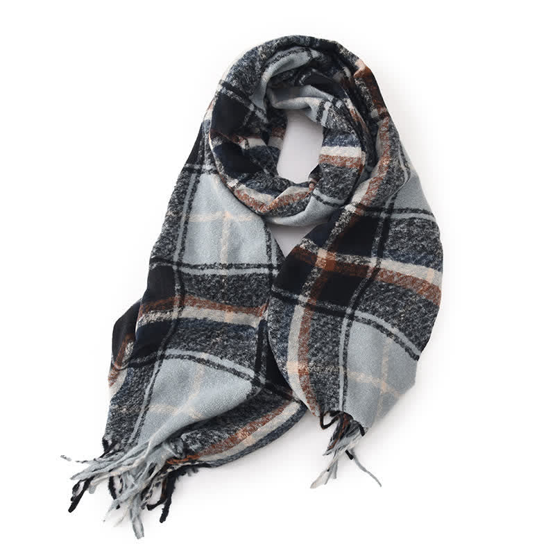 Women's Daily Knit Woven Tartan Checker Scarf