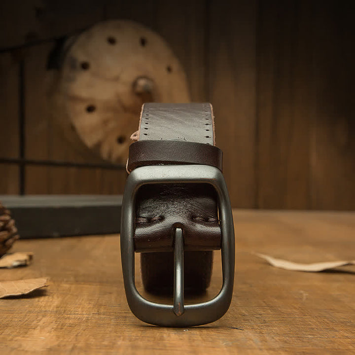 Men's Retro Handmade Trousers Leather Belt - image 1