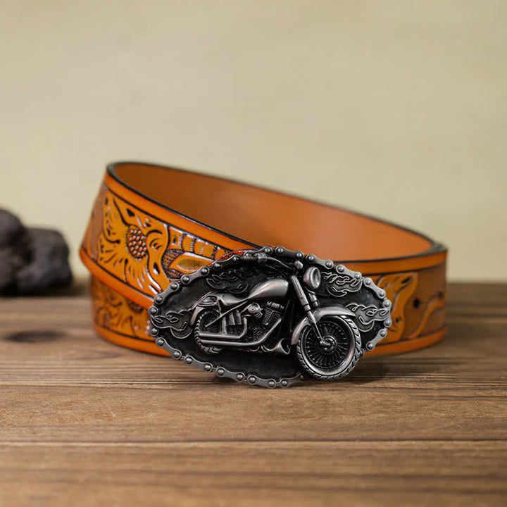 Men's DIY Locomotive Motorcycle Buckle Leather Belt