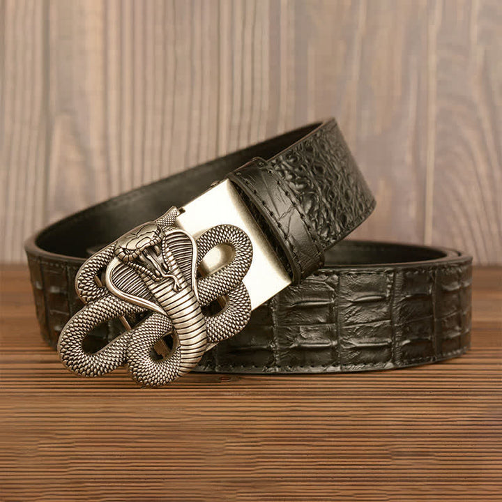 Men's Curled Cobra Alligator Pattern Leather Belt