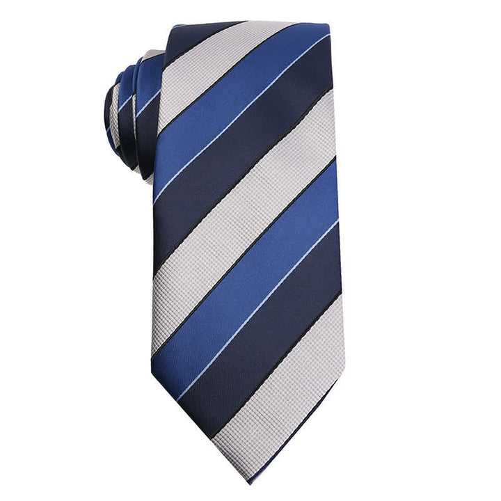 Men's Elegant Striped Series Necktie - Blue & White - image 4