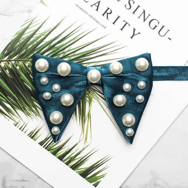Pearls Bright Oversized Pointed Bow Tie - Teal - image 15