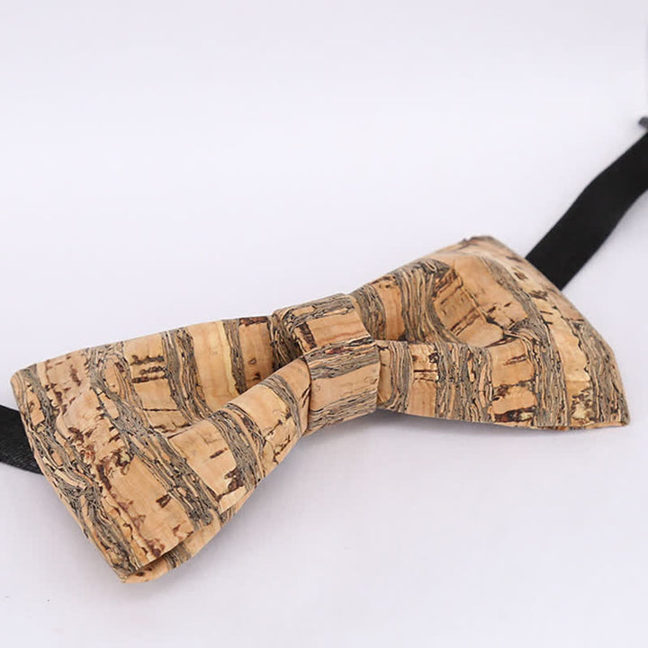 Men's Cork Graphic Lines Wooden Bow Tie