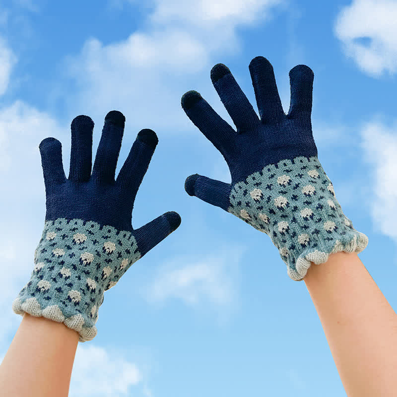 Women's Full Finger Gardening Touch Screen Knit Gloves