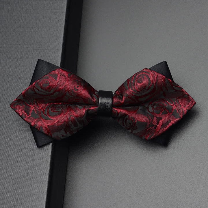 Men's Burgundy Rose Bow Tie Corsage Handkerchief