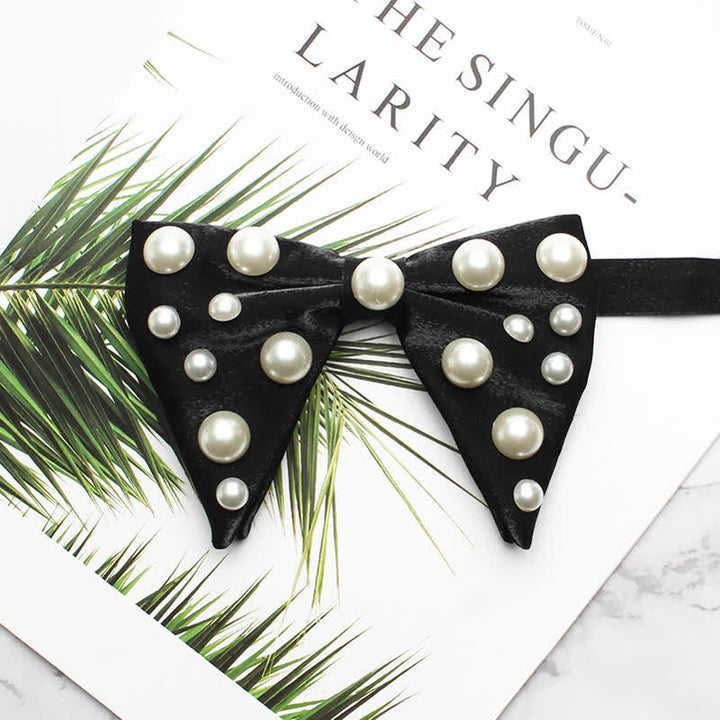 Pearls Bright Oversized Pointed Bow Tie - Black - image 16