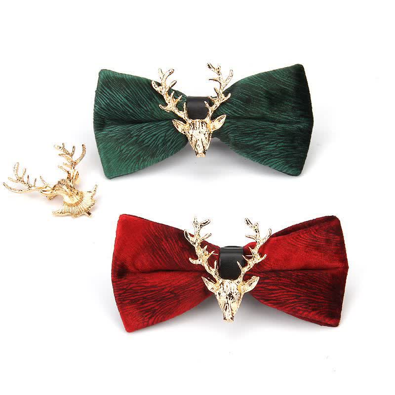 Men's Reindeer Head Velvet Bow Tie