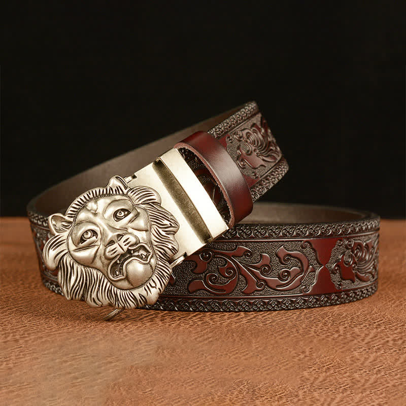 Men's 3D Sculpture Lion Head Leather Belt