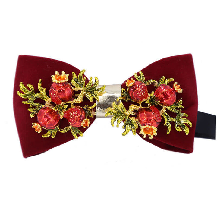 Men's Burgundy Pomegranate Floral Bow Tie